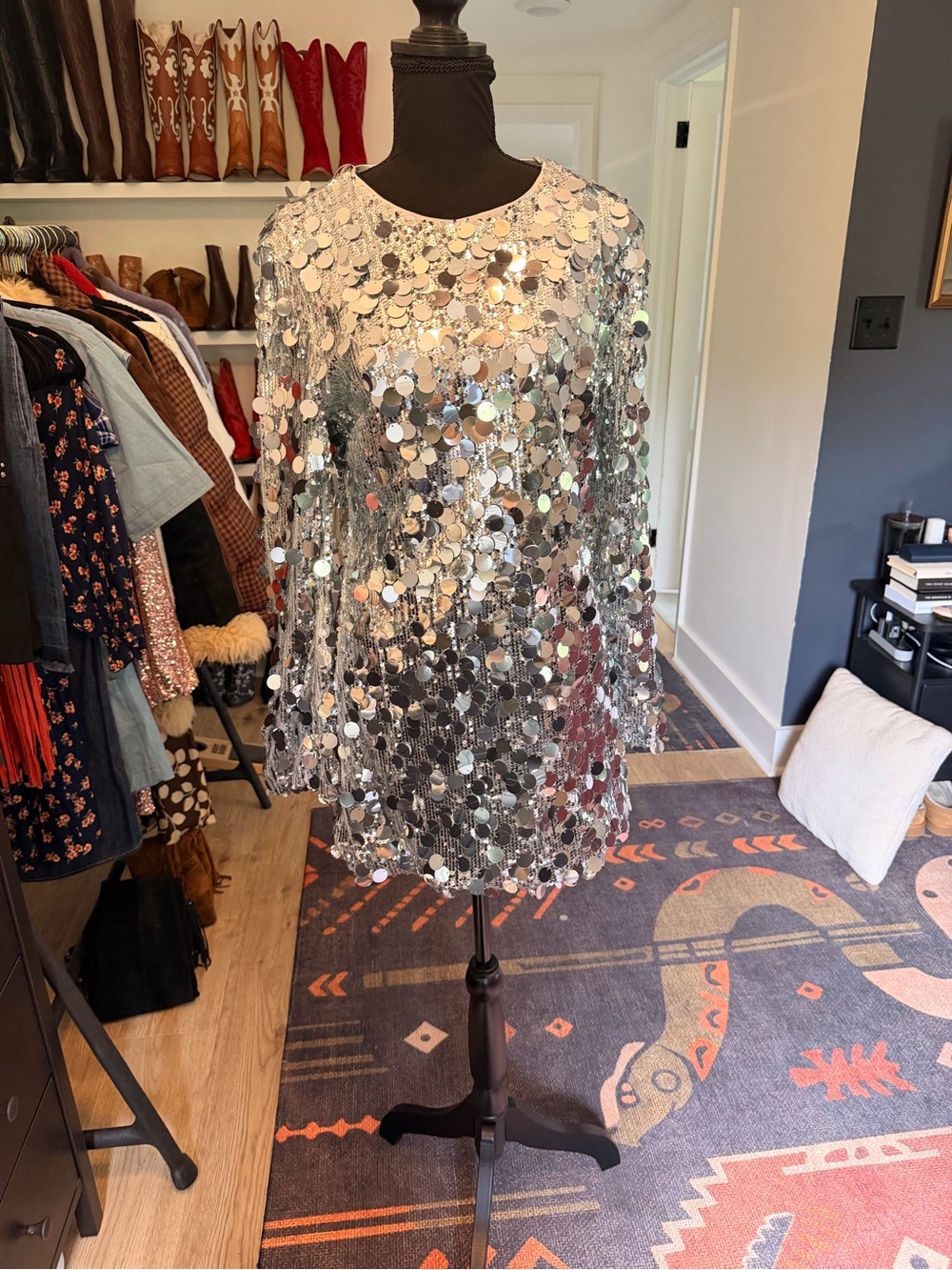 12th Tribe Silver Sequin Mini Dress